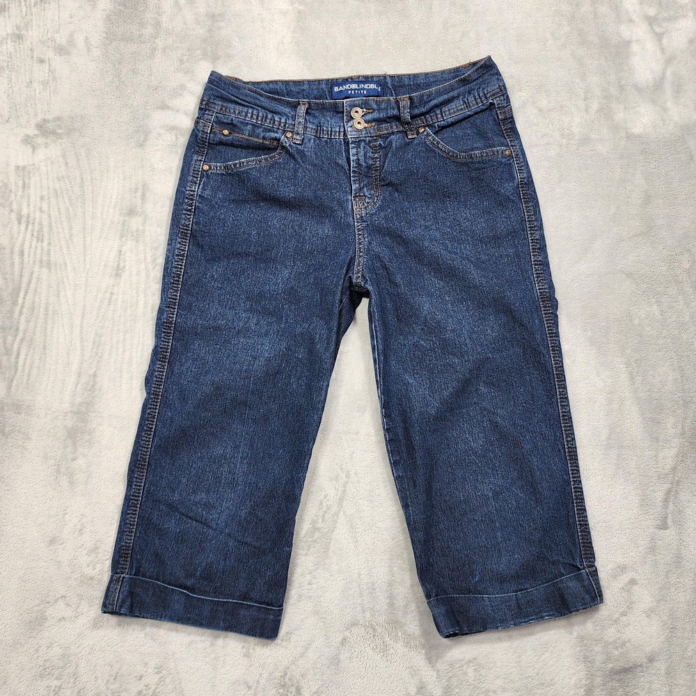 BandolinoBlu Jeans Womens‎ 10P PETITE Blue Mid Rise Capri Crop Cuffed Stretch